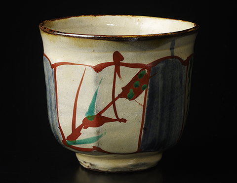 琉球窯面取赤繪茶碗