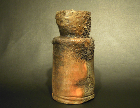 備前窯変肩衝花入 銘「夕焼」